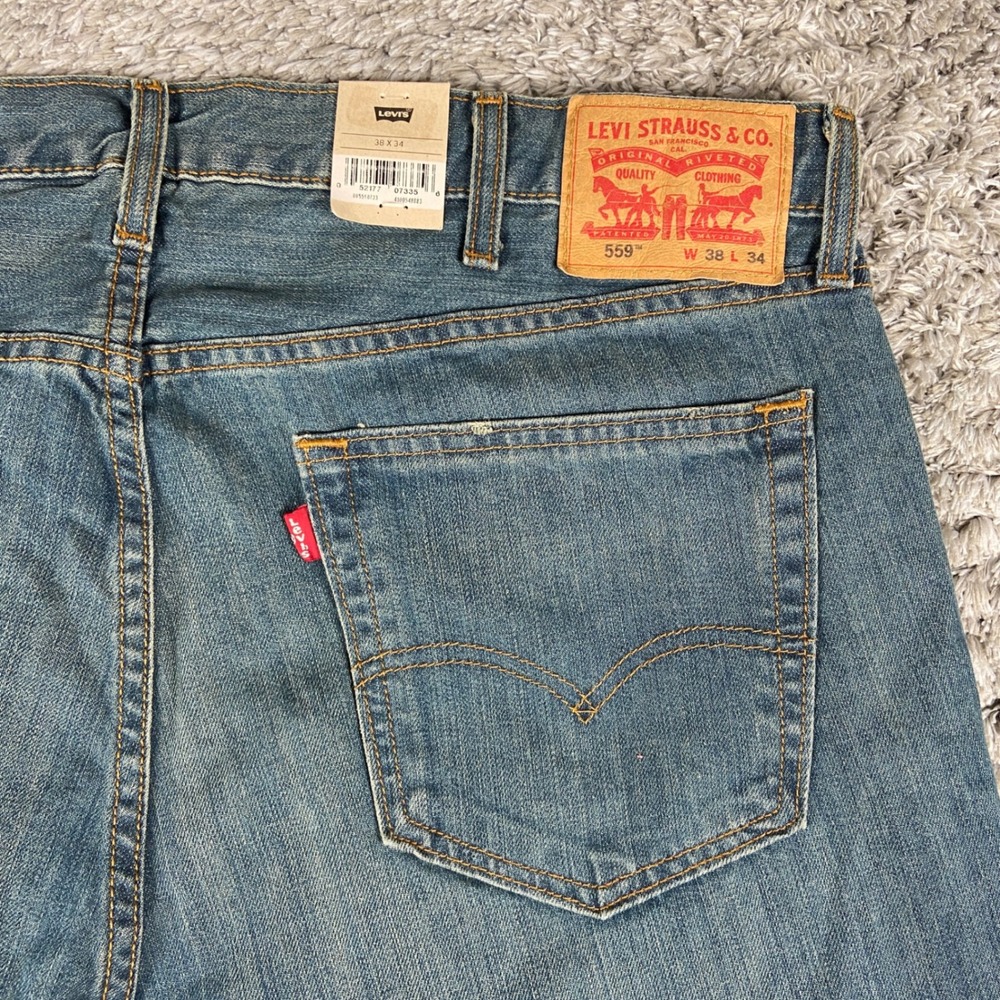 Levis 559 Relaxed Straight Jeans Mens 38x34 Blue Denim Medium Wash Cotton Pant